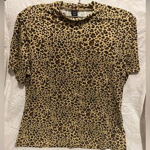 SHEIN Curve Leopard Print Short Sleeve Women’s Blouse Size1XL